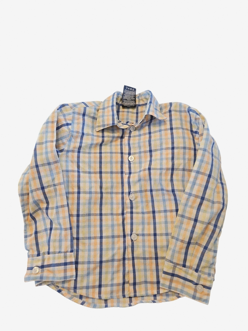 Kids Button-Down Plaid Shirt in Yellow & Blue Orange Size 4t Izod